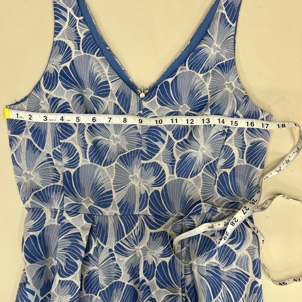 Anthropologie Moulinette Soeurs Willow Lake Blue Floral Brocade Dress Size 8 - Picture 9 of 9